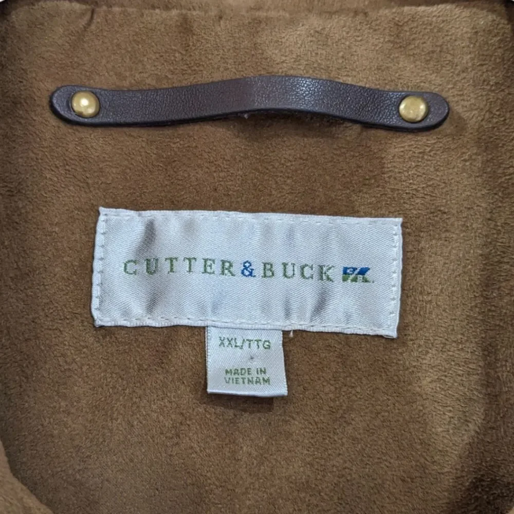 Cutter & Buck Men's Camel Tan Faux Suede Button & Zip Up Jacket Size XXL - Picture 7 of 11
